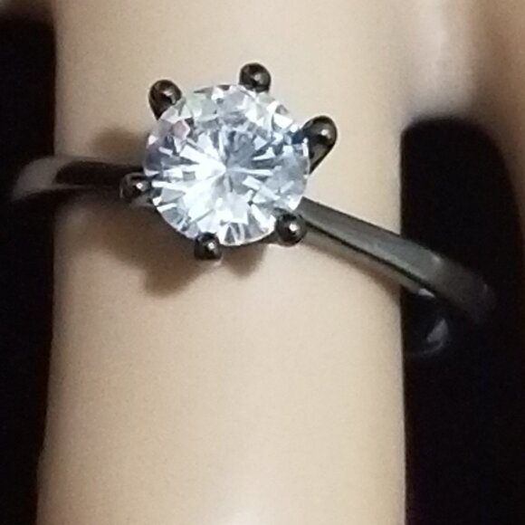 Joanie  Ring 1k CZ Solitaire Engagment Ring - Black Gold - NEW SIZES - Picture 4 of 7